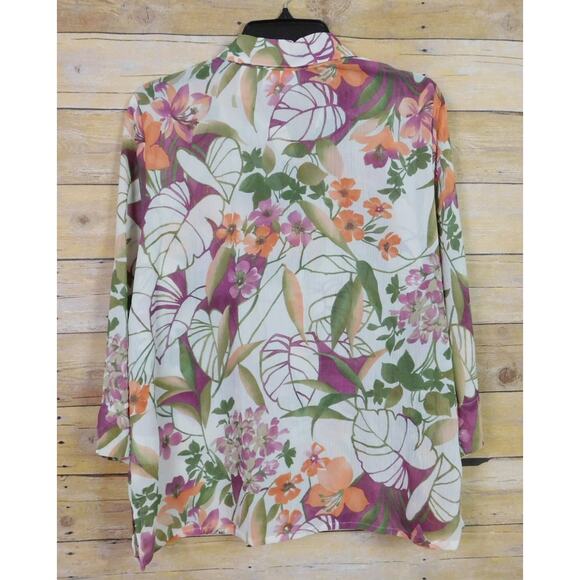 Alfred Dunner Shirt Petitie 12P Long Sleeve Multi Color Floral Button Down - Picture 5 of 7